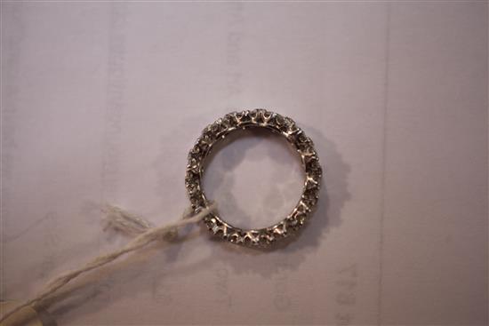 A white gold and diamond full eternity ring, size L.